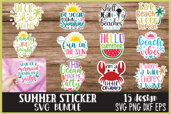 Download Summer Sticker Bundle, Stickers SVG - Summer sticker bundle Collection